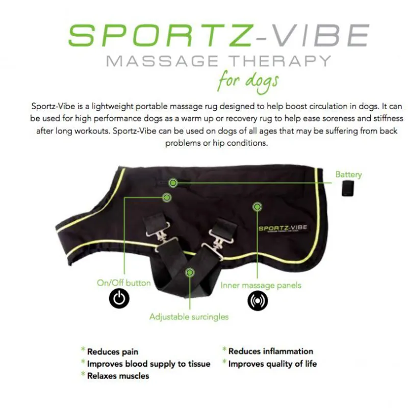 Horseware Sportz-Vibe Massage Therapy Pad for Dogs - Black/Green-3
