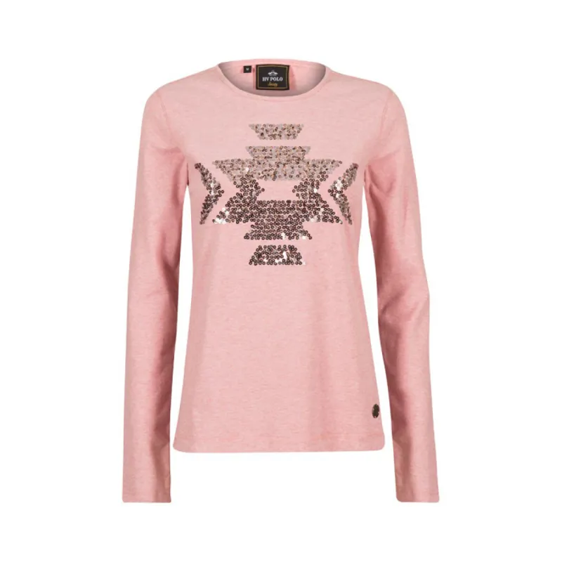 HV Polo Allyx Ladies Long Sleeved T-Shirt - Blush Melange