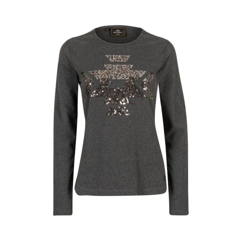 HV Polo Allyx Ladies Long Sleeved T-Shirt - Charcoal Melange