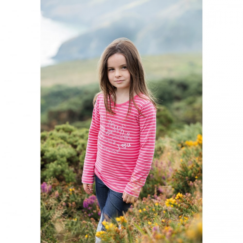Horseware Girls Long Sleeve Top - Coral Stripe-1