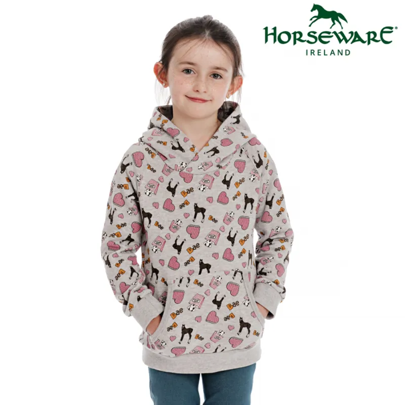 Horseware Kids Allover Print Hoody - Grey Melange