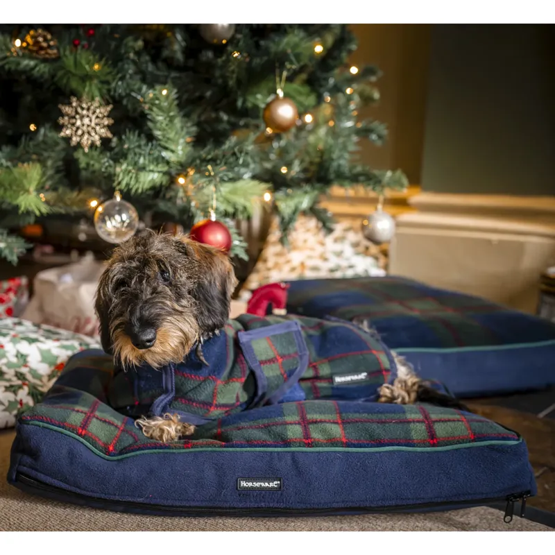 Horseware Xmas Dog Bed - Navy Check/Green/Red-2