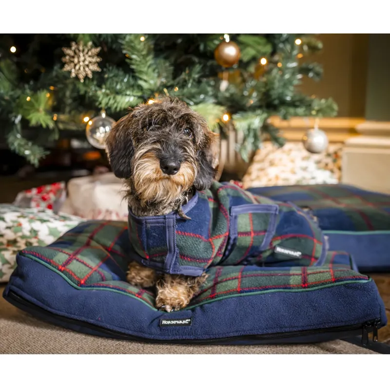 Horseware Xmas Dog Bed - Navy Check/Green/Red