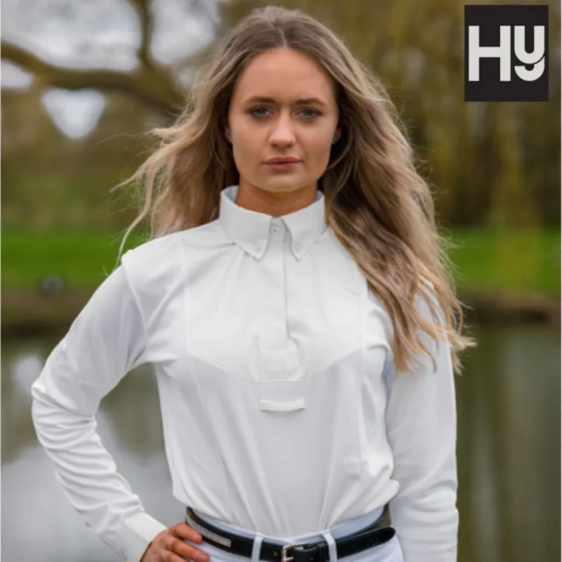 HyFASHION Ladies Dedham Long Sleeved Tie Shirt -White