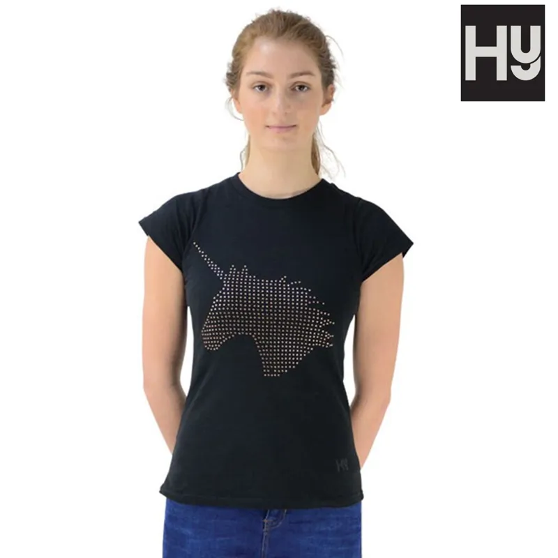 HyFASHION Mizs Unicorn Dreamer T-Shirt - Black/Rose Gold