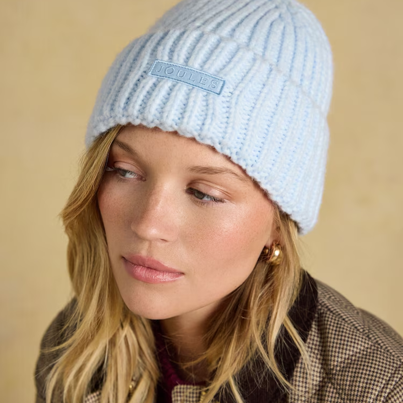 Joules Ladies Chunky Beanie Hat - Blue-2
