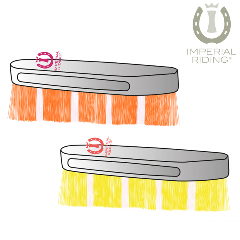 Imperial Riding Hard Silver Back Brush - Neon Yellow/ Neon Coral-2