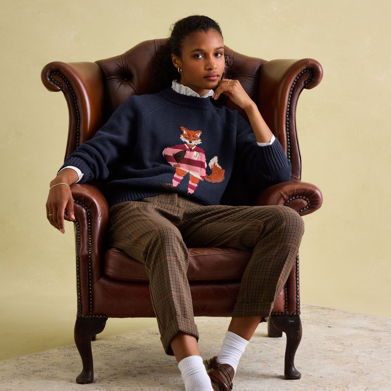 Joules Ladies Jonty Intarsia Knit Jumper - Navy-6