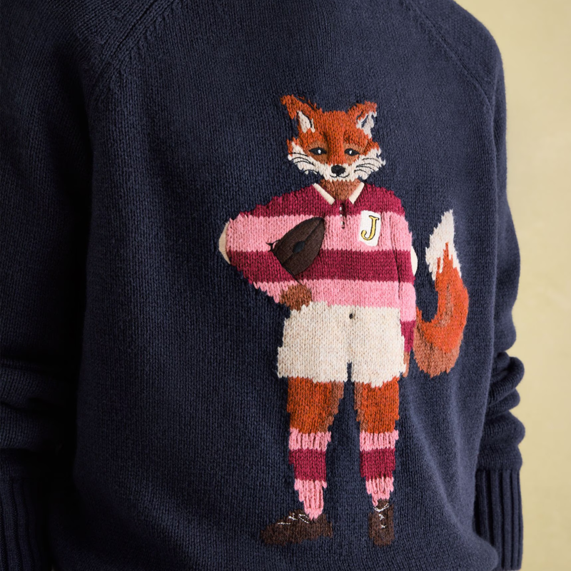 Joules Ladies Jonty Intarsia Knit Jumper - Navy-5