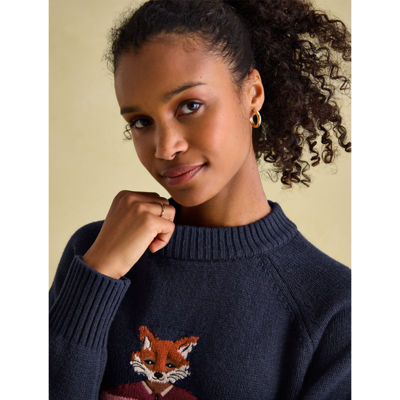 Joules Ladies Jonty Intarsia Knit Jumper - Navy-4