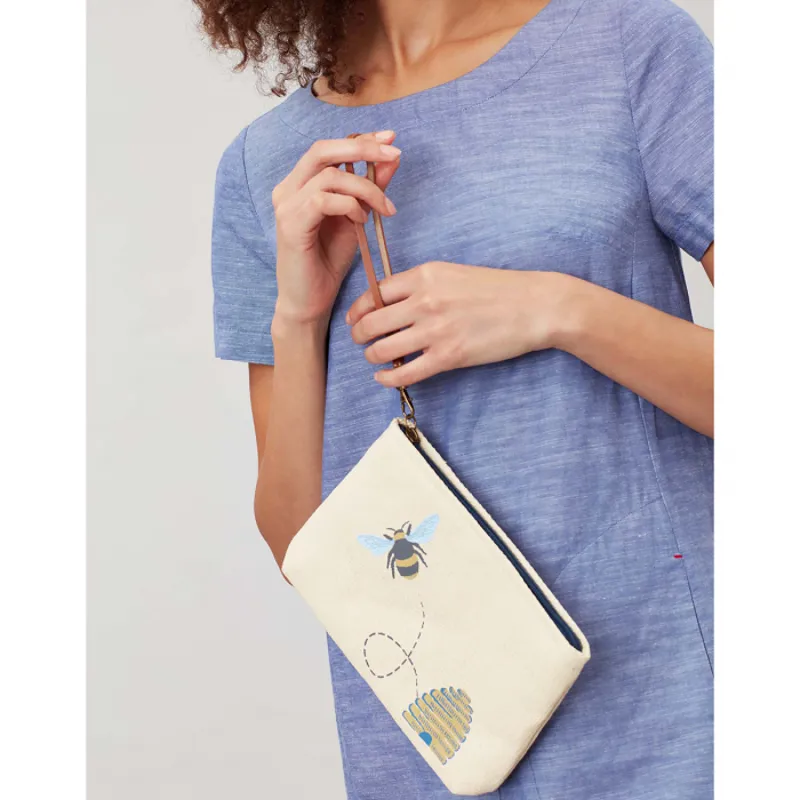 Joules Como Printed Zip Pouch Bag - Gold Bee-1