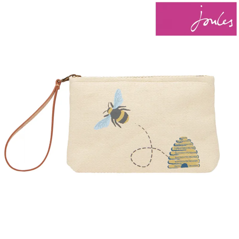 Joules Como Printed Zip Pouch Bag - Gold Bee-4