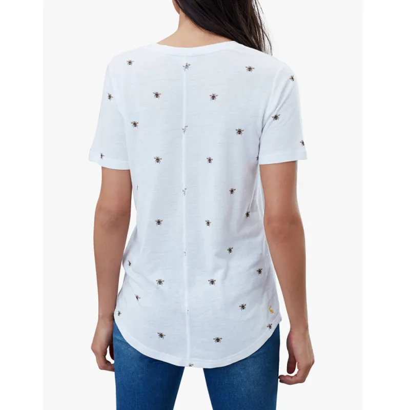 Joules Lola Print V-Neck T-Shirt - White Bee
