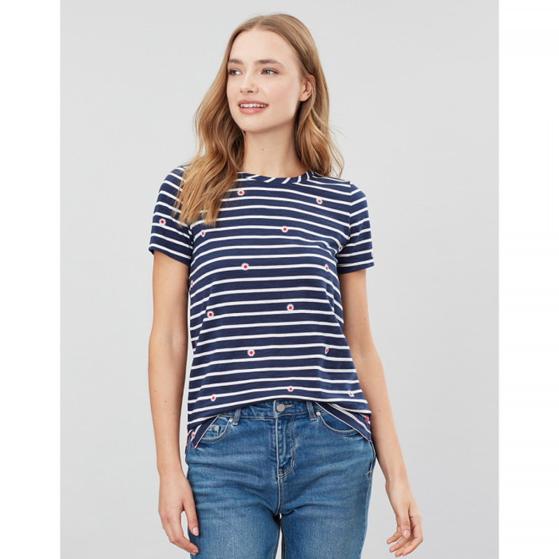Joules Carley Print Ladies T-Shirt - Daisy Stripe-1