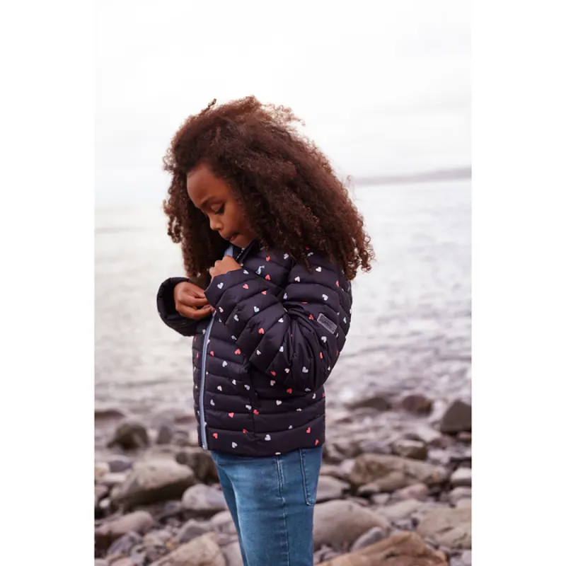 Joules Kinnaird Padded Packable Coat - Navy Hearts-1