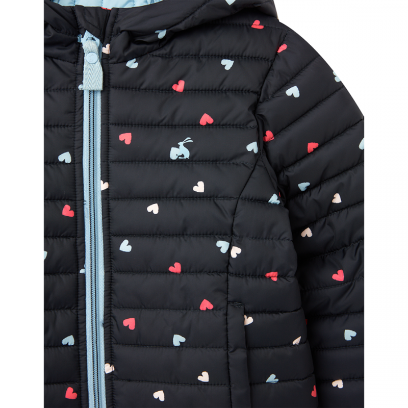 Joules Kinnaird Padded Packable Coat - Navy Hearts-2