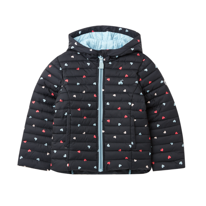 Joules Kinnaird Padded Packable Coat - Navy Hearts-3
