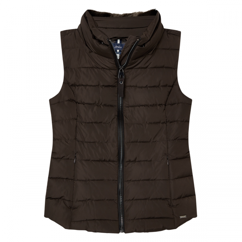 Joules Merrium Gilet With Fur Collar Trim - Metallic Brown-2