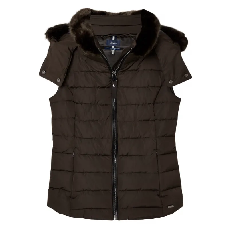 Joules Merrium Gilet With Fur Collar Trim - Metallic Brown