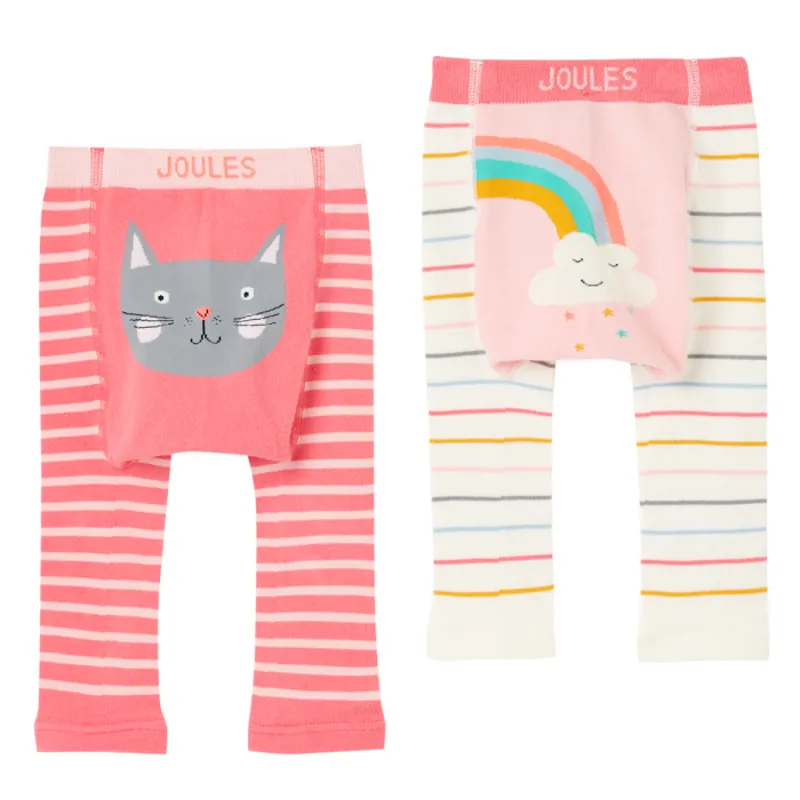 Joules Lively Character Knit Leggings 2 Pack - Cat Rainbow-4