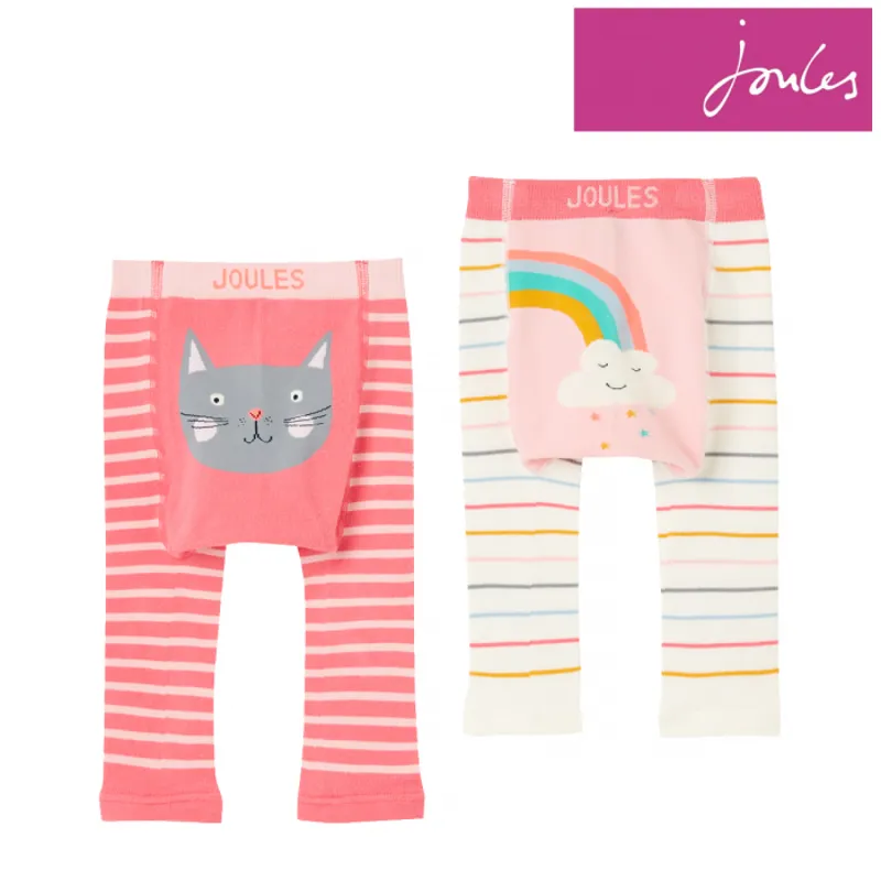 Joules Lively Character Knit Leggings 2 Pack - Cat Rainbow-3