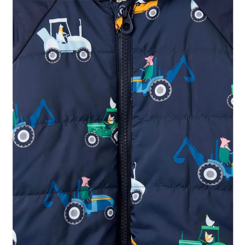 Joules Snuggle Padded Pramsuit - Navy Tractor-2