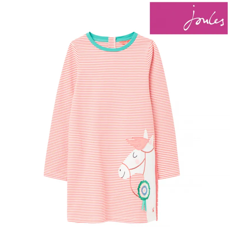 Joules Rosalee Long Sleeve A Line Dress - Pink Stripe Pony