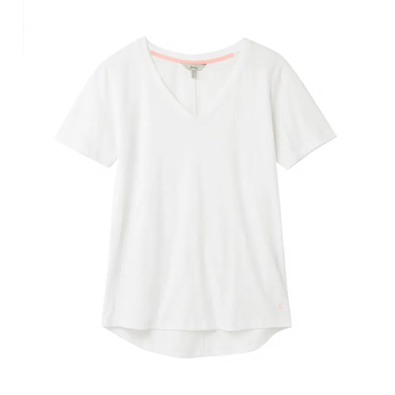 Joules Celina Drapey V Neck Top - Bright White