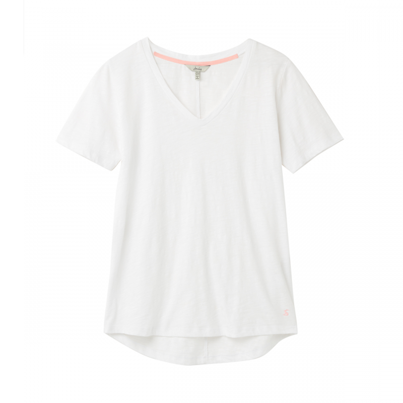 Joules Celina Drapey V Neck Top - Bright White-2