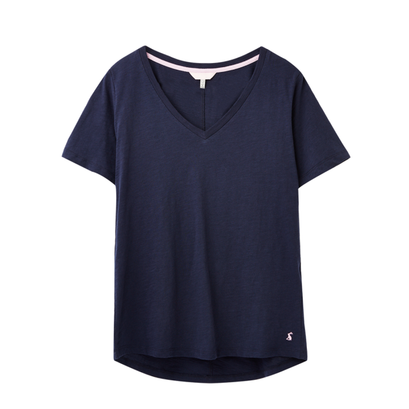 Joules Celina Drapey V Neck Top - French Navy-2