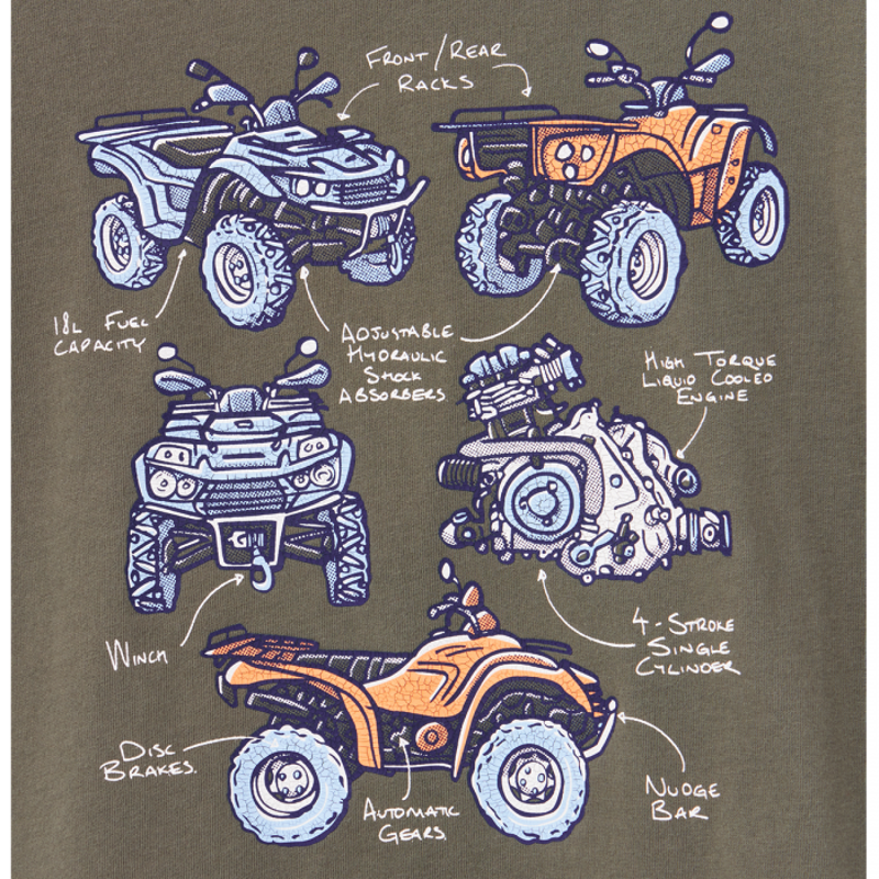 Joules Castaway Slim Fit Screenprint T-Shirt - Green Vehicles -3