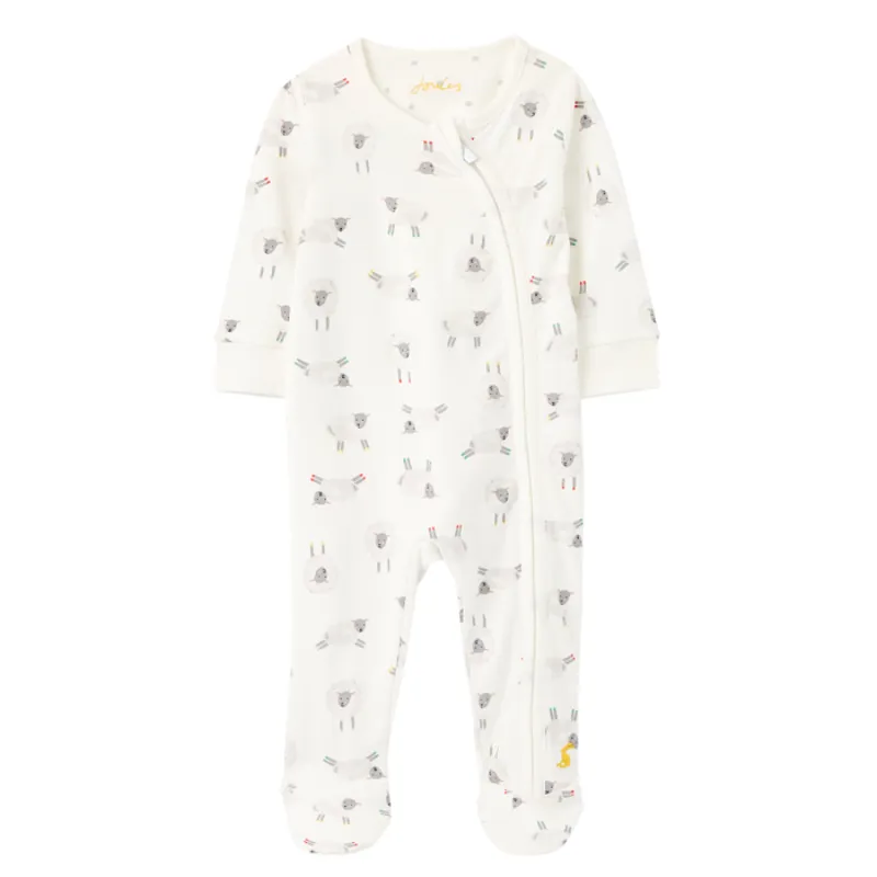 Joules Zip Babygrow - White Sheep-2