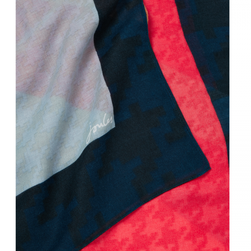 Joules River Printed Scarf - Multi Coloured Houndstooth-1