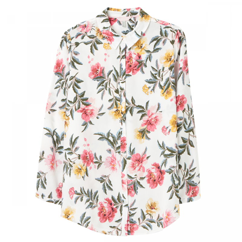 Joules Elvina Button Front Woven Shirt - Cream Floral-1