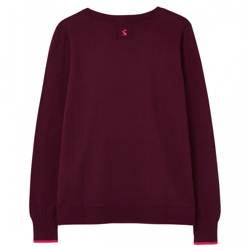 Joules Miranda Knitted Intarsia Crew Neck Jumper - Purple Dog-1