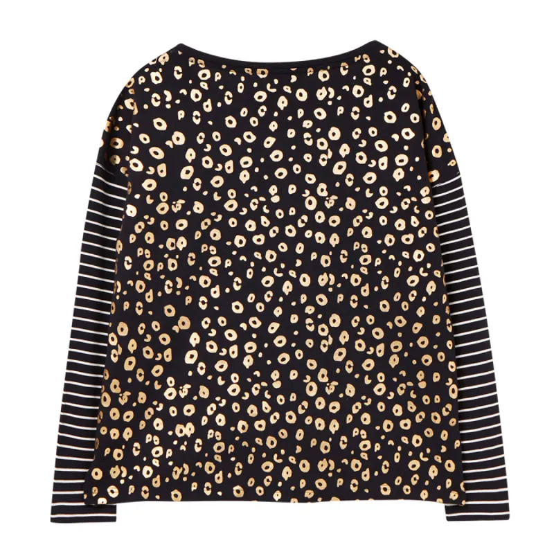 Joules Marina Print Dropped Shoulder Jersey Top - Navy Cream Stripe-1