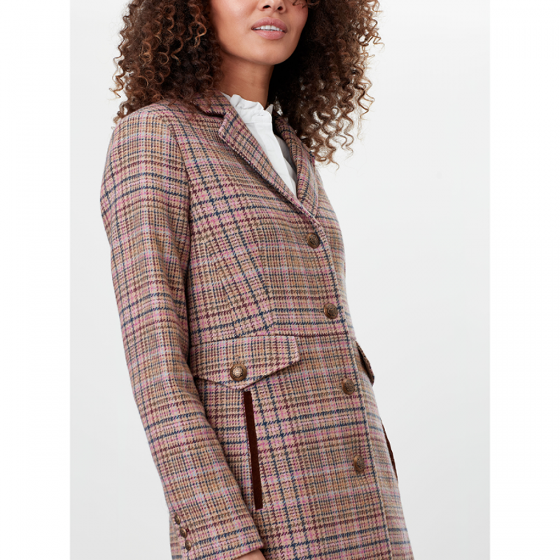 Joules Windsor Hacking Coat - Pink Tweed-1
