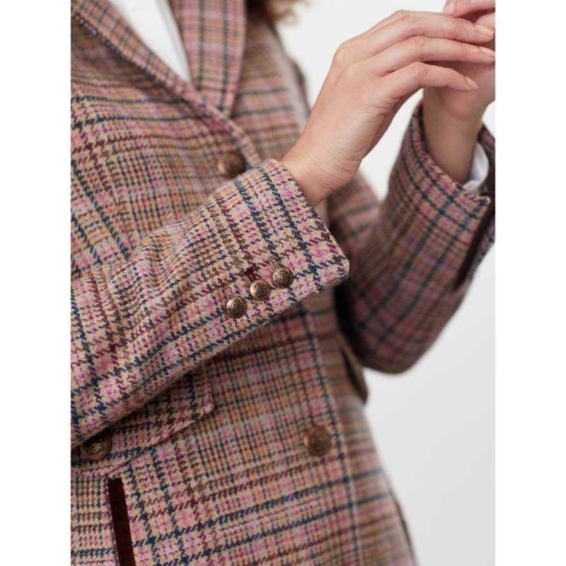 Joules Windsor Hacking Coat - Pink Tweed-2