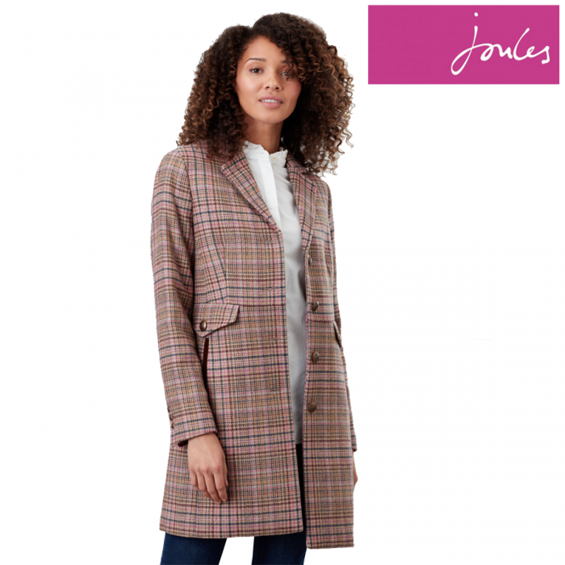 Joules Windsor Hacking Coat - Pink Tweed-3