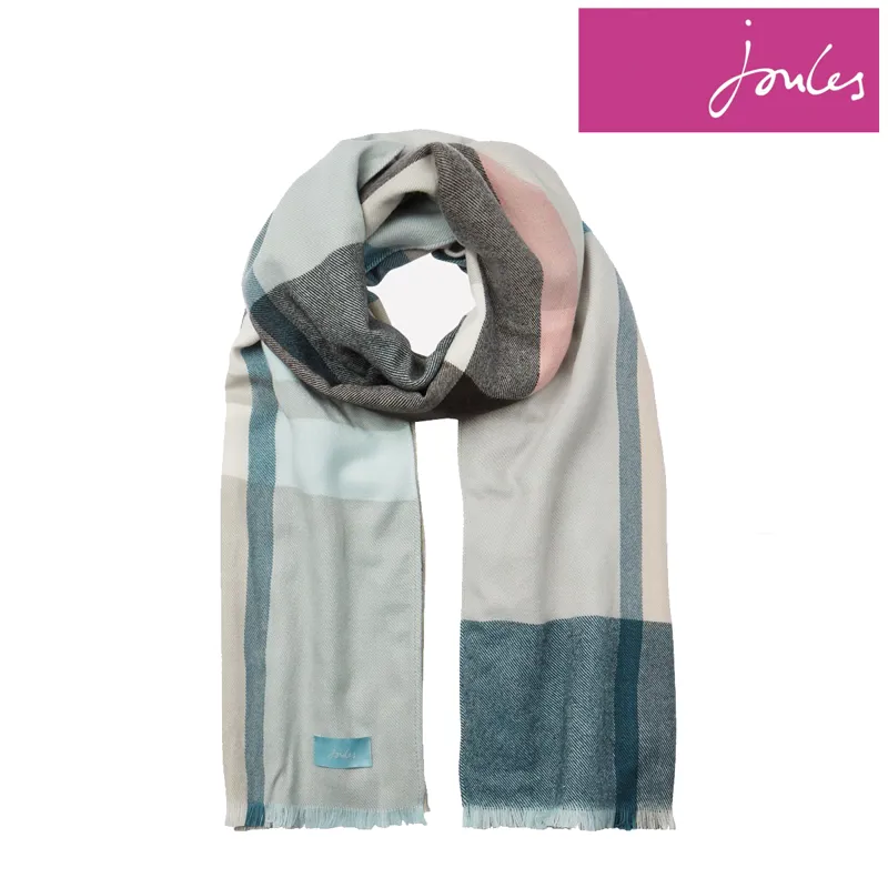 Joules Berkley Oversized Check Scarf - Light Blue Check