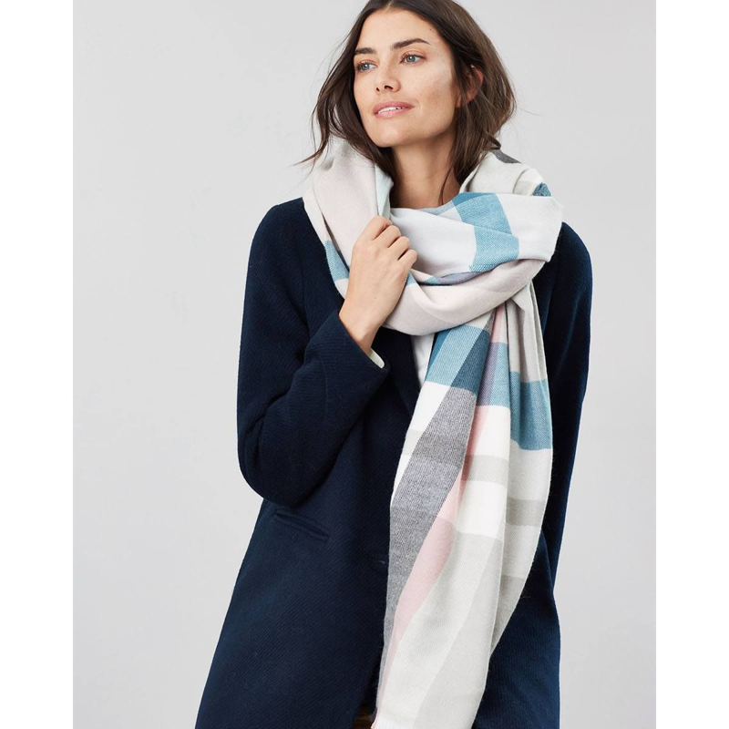 Joules Berkley Oversized Check Scarf - Light Blue Check-1