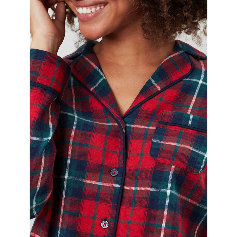 Joules Cait Button Through Pj Top - Red Check-1