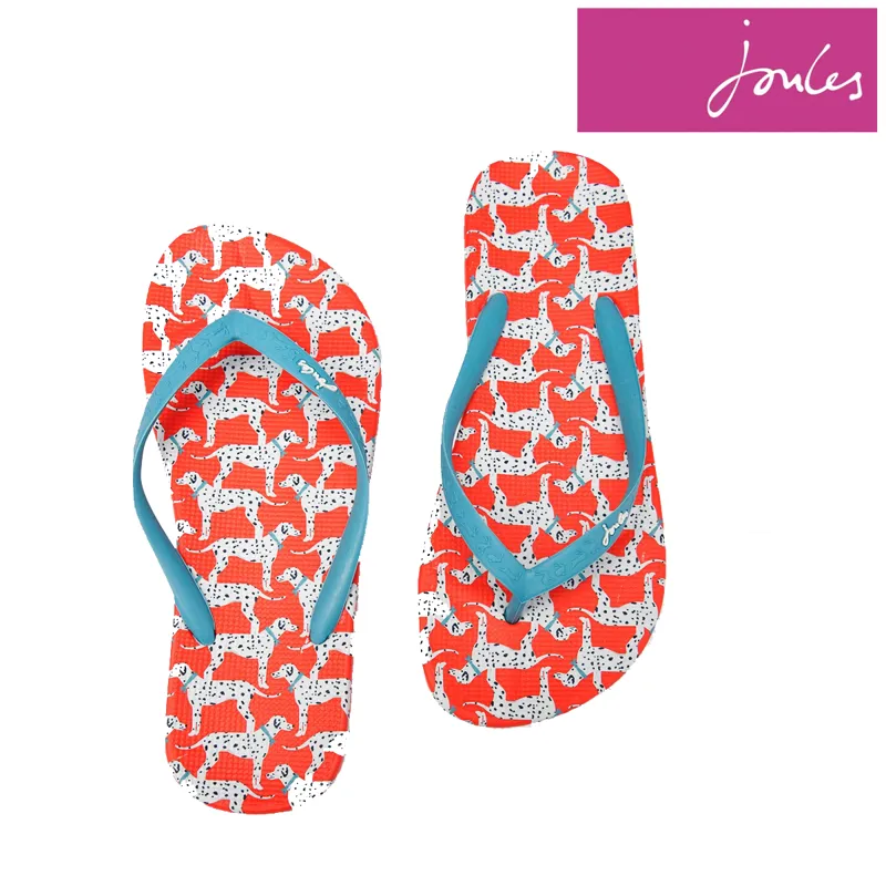 Joules Flip Flops - Red Dalmatian