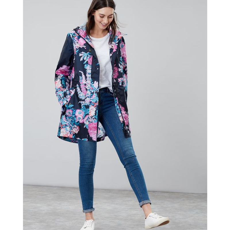 Joules Golightly Ladies Waterproof Packaway Jacket - Navy Cottage Floral-1