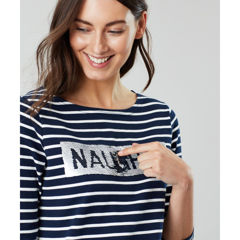 Joules Harbour Luxe Jersey Top - Naughty Nice Stripe-1