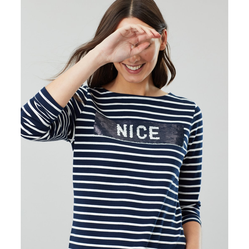 Joules Harbour Luxe Jersey Top - Naughty Nice Stripe-2