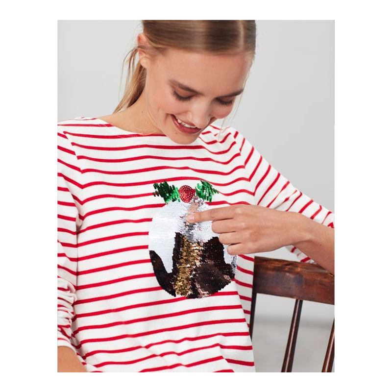Joules Harbour Luxe Jersey Top - Xmas Pud-1