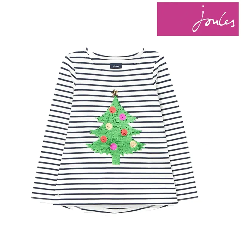 Joules Harbour Luxe Jersey Top - Xmas Tree Stripe