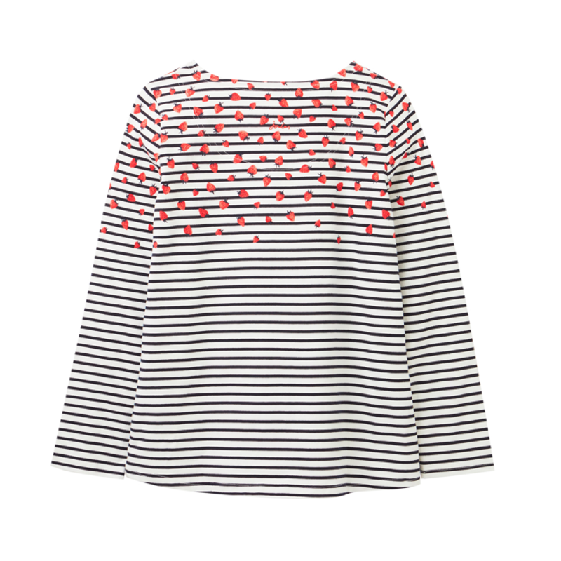 Joules Harbour Print Long Sleeve Jersey Top - Strawberry Stripe-1