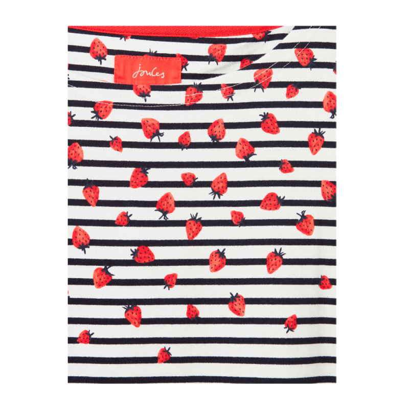 Joules Harbour Print Long Sleeve Jersey Top - Strawberry Stripe-2